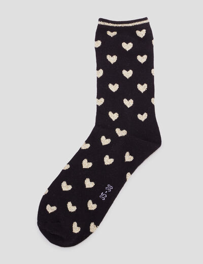 Lot 5 paires chaussettes fils métallisés noir femme