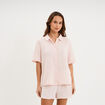 Ensemble pyjama chemise et short coton rose clair femme