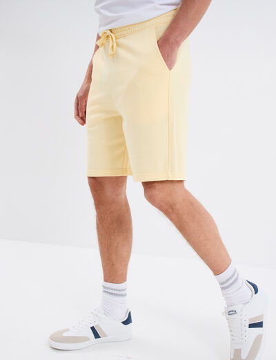 Short de jogging en molleton jaune clair homme