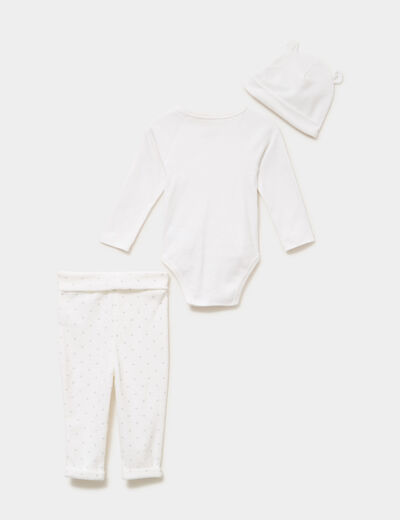 Ensemble 2 pi&egrave;ces coton blanc b&eacute;b&eacute;