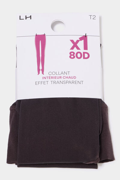 Collants int&eacute;rieur polaire marron fonc&eacute; femme