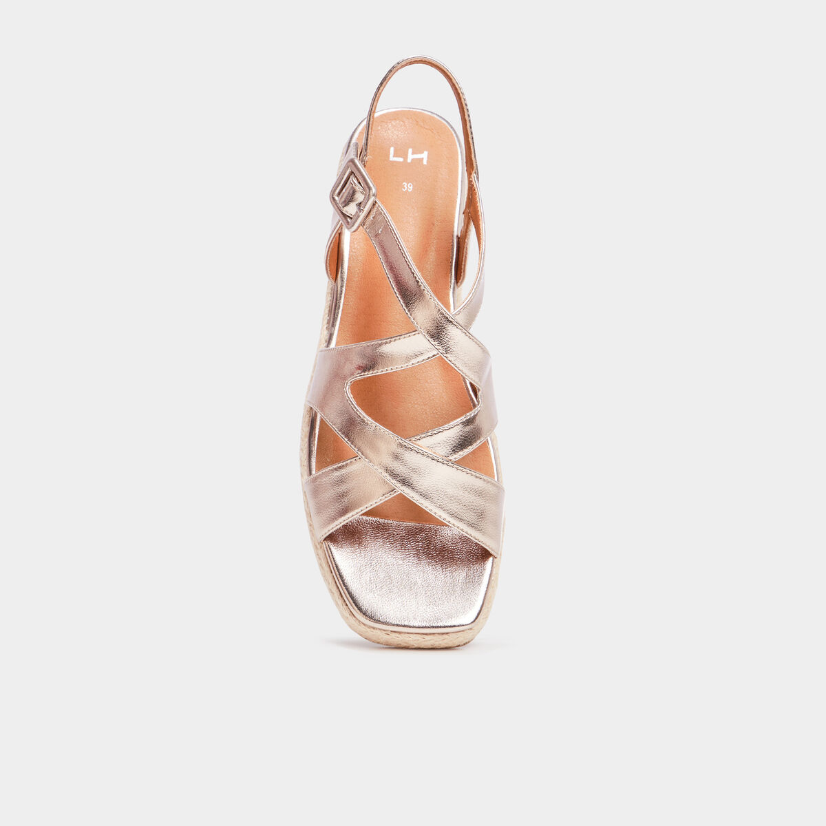 Sandales en cuir semelles corde jaune or femme
