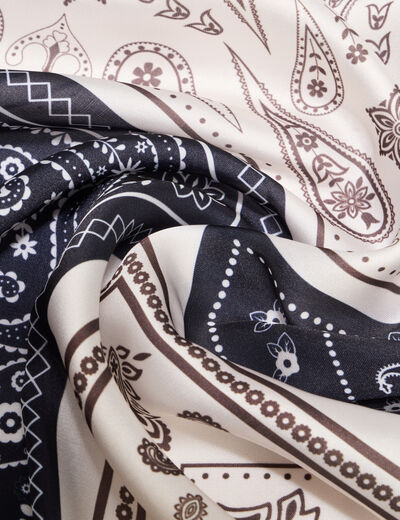 Foulard carr&eacute; satin&eacute; multicolore femme