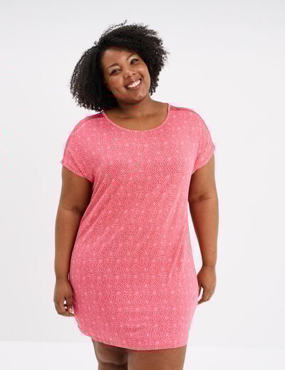 Chemise de nuit manches courtes rouge femme grande taille