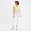 Pantalon flare 7/8&egrave;me taille haute blanc femme