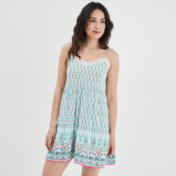 robe evasee volantee a bretelles ecru femme Robe évasée volantée à bretelles ecru femme