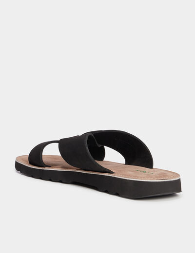 Sandales en cuir noir homme
