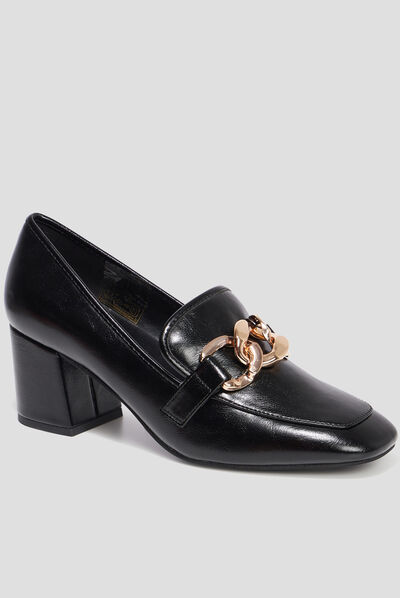 Loafers à talons détails chaînes Liberto noir femme
