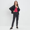Blouson droit à capuche noir femme