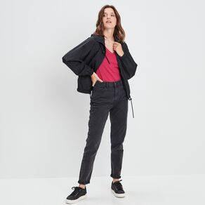blouson droit a capuche noir femme Blouson droit à capuche noir femme