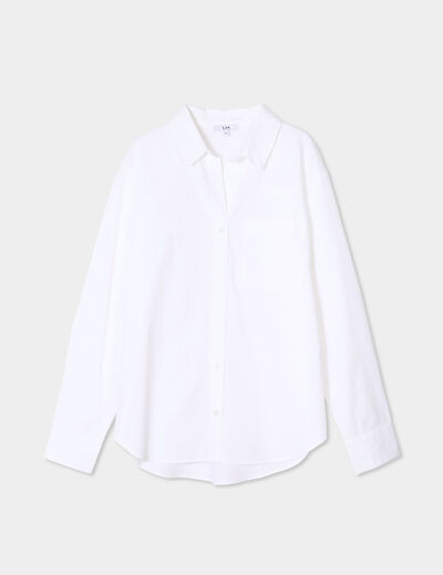 Chemise oversize 1 poche coton blanc femme
