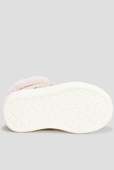Baskets montantes fourrure et paillettes rose bébé fille
