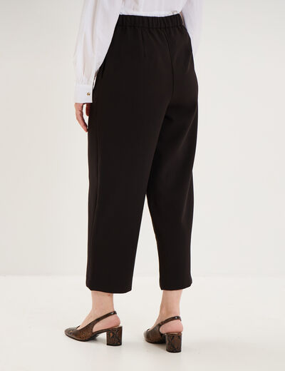 Pantalon droit 7/8&egrave;me &agrave; pinces noir femme