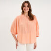 Blouse fluide oversize manches 3/4 coton rose saumon femme