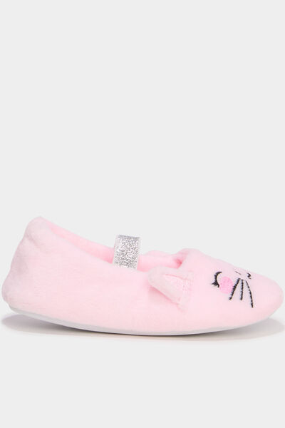 Chaussons ballerines effet velours rose fille