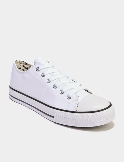 Tennis basses en toile à lacets blanc femme