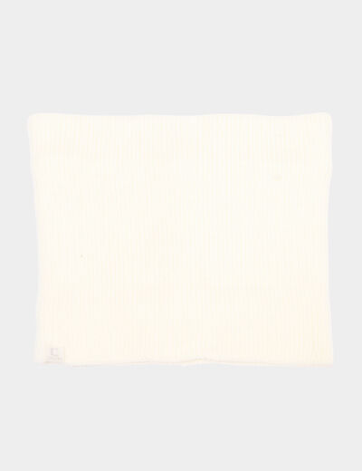 Tour de cou tricot&eacute; doubl&eacute; ivoire femme
