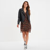 Robe col cache-coeur manches papillons camel femme