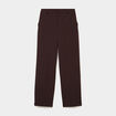 Pantalon droit effet cr&ecirc;pe &agrave; pinces marron fonc&eacute; femme