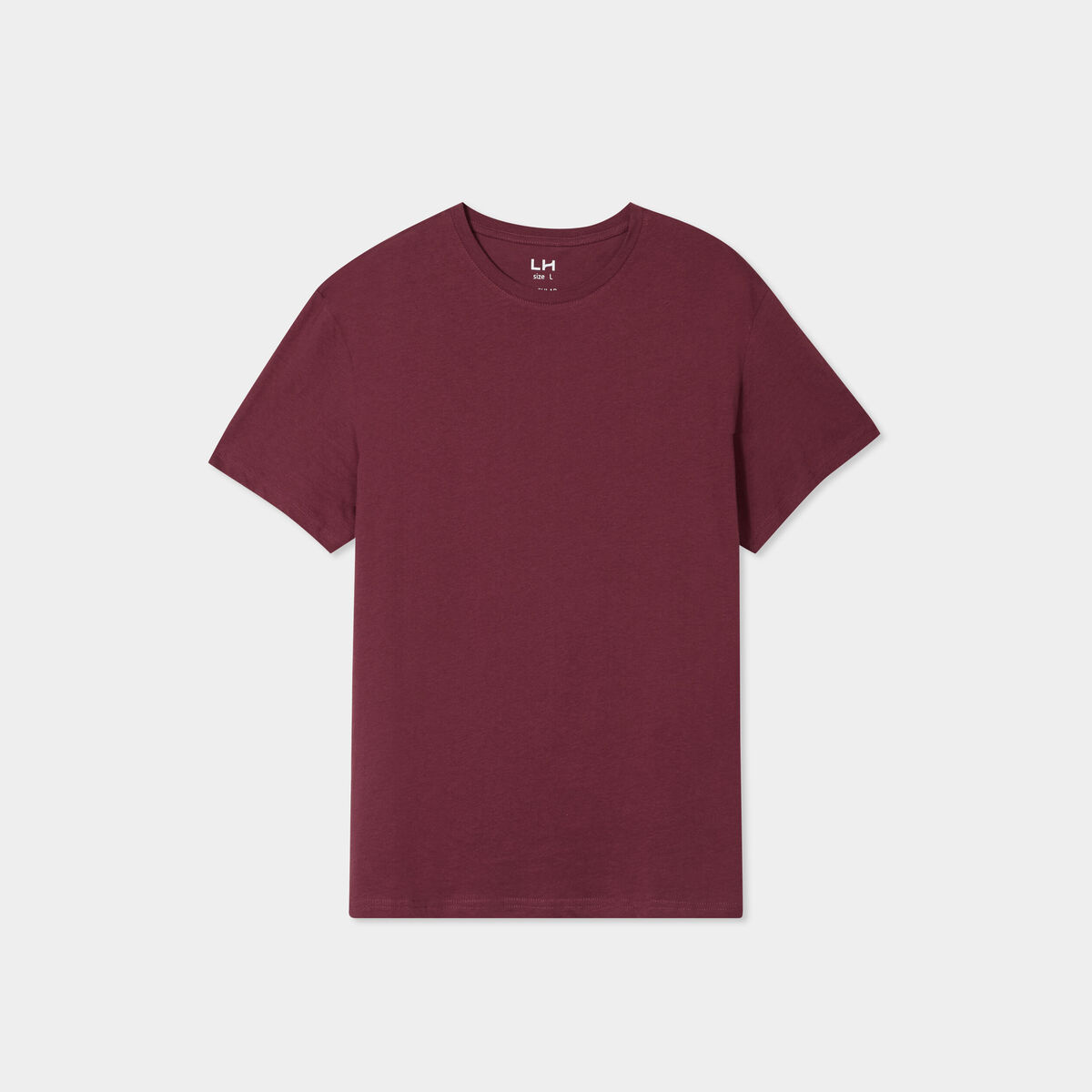 T-shirt droit en coton manches courtes prune homme