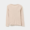 T-shirt col rond manches longues coton beige fille