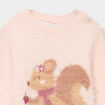 Pull duveteux avec &eacute;paule boutonn&eacute;e rose clair b&eacute;b&eacute; fille