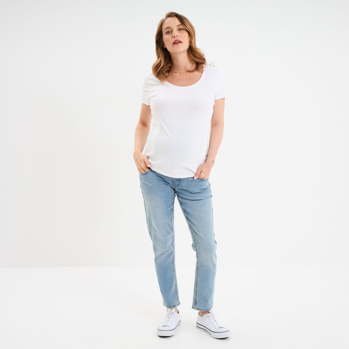 T-shirt allaitement manches courtes blanc femme maternité