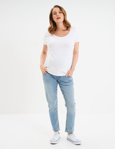 T-shirt allaitement manches courtes blanc femme maternité