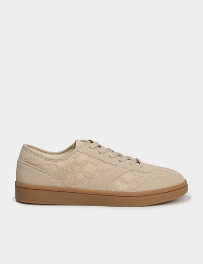 Tennis basses avec dentelle sable femme