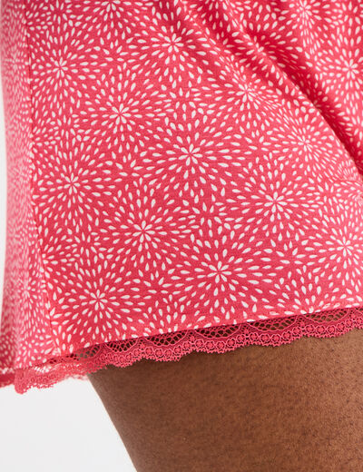 Bas de pyjama short détails dentelle rouge femme