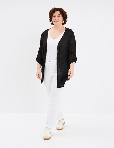 Gilet long manches longues noir femme grande taille