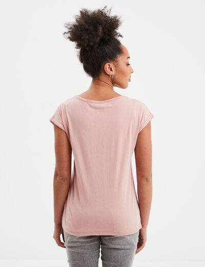T-shirt délavé en coton Liberto mauve femme