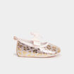 Bottons ballerines avec bride &eacute;lastiqu&eacute;e jaune or b&eacute;b&eacute; fille