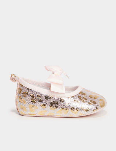 Bottons ballerines avec bride élastiquée jaune or bébé fille