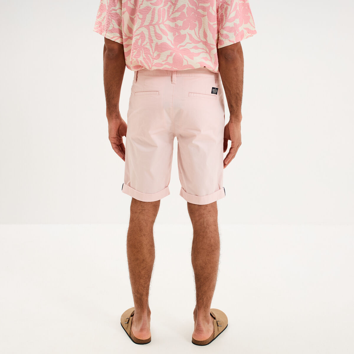 Bermuda short chino straight stretch rose pastel homme
