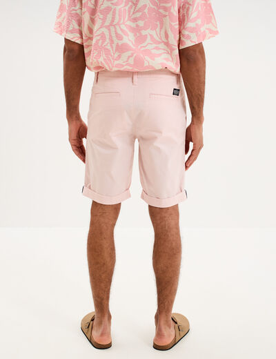 Bermuda short chino straight stretch rose pastel homme