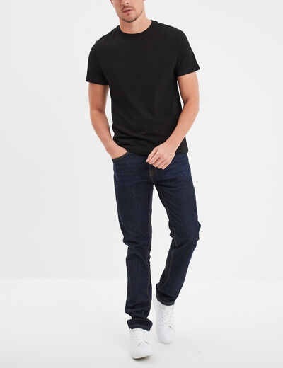 T-shirt droit en coton manches courtes noir homme