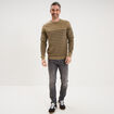 Pull col rond manches longues taupe homme
