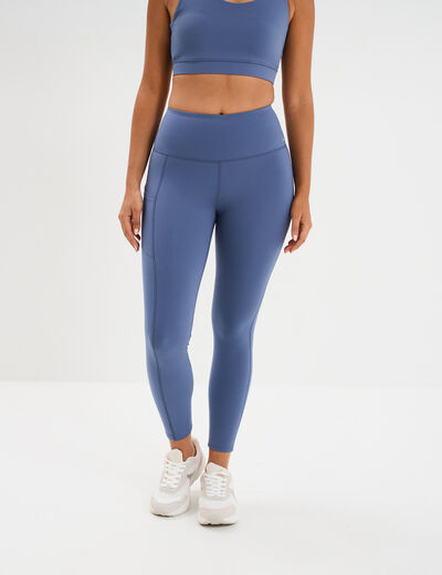 Legging de sport taille haute bleu fonc&eacute; femme