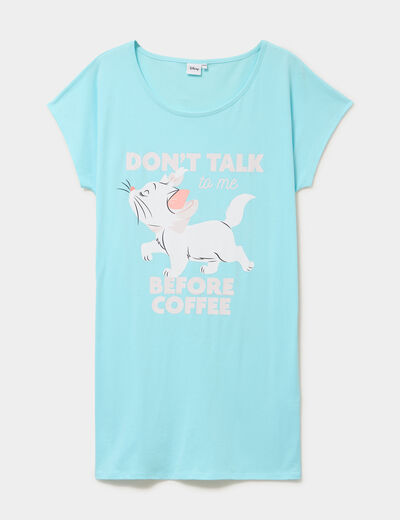 Chemise de nuit courte Aristochats Marie bleu turquoise femme grande taille