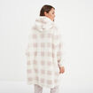 Poncho plaid effet polaire &agrave; capuche rose femme