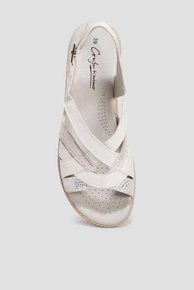 Sandales à talons compensés blanc femme