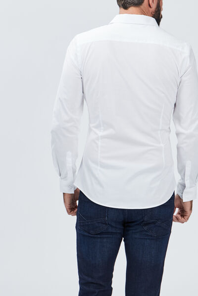 Chemise basique ajustée manches longues blanc homme