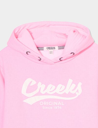 Sweat à capuche hoodie 1 poche Creeks rose fluo fille