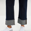 Jean droit cropped bas revers denim brut femme