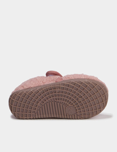 Chaussons effet bouclette rose b&eacute;b&eacute; fille