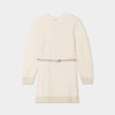 Robe pull courte avec ceinture tress&eacute;e ivoire fille