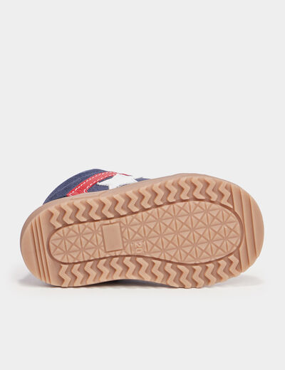 Baskets montantes zippées en cuir Creeks bleu marine bébé garçon