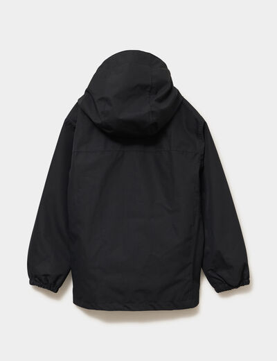 Parka 3-en-1 &agrave; capuche imperm&eacute;able noir fille