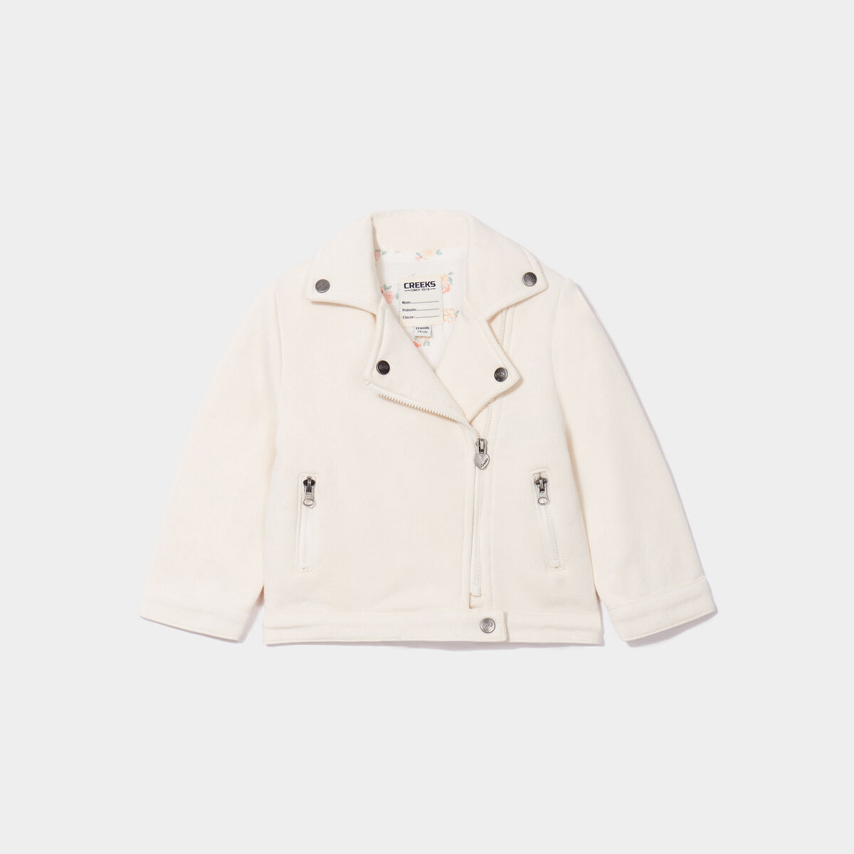 Veste esprit biker droite ecru b&eacute;b&eacute; fille